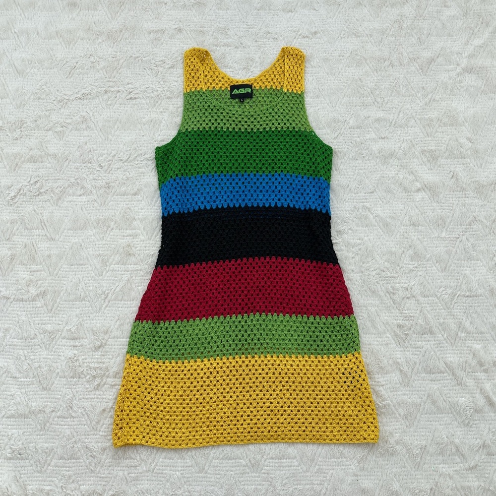 AGR striped crochet cotton mini dress - Picture 2 of 4